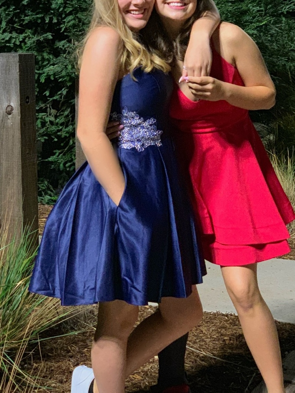 Navy Blue Sleeveless Girls Party Dress with Embellished Waist
